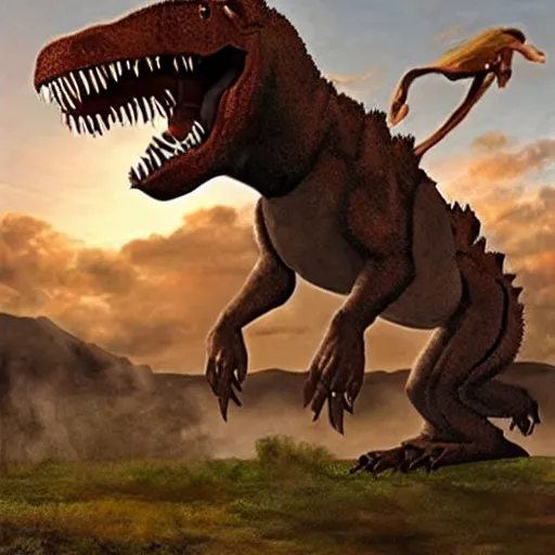 Prompt: jesus christ riding a trex, amazing lighting, heavenly