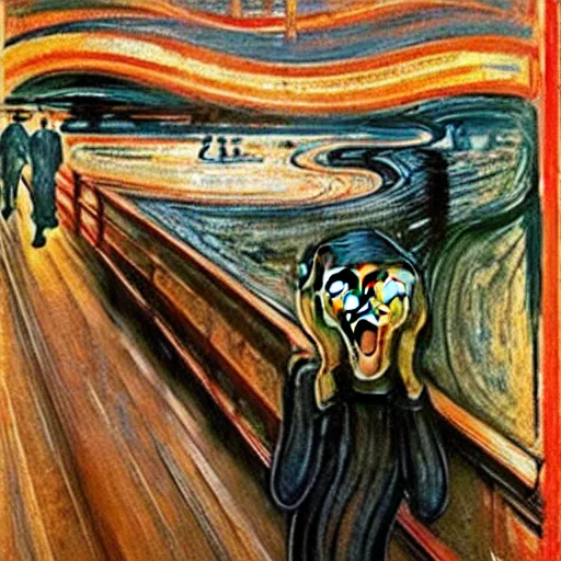 Image similar to rottweiler as the scream by edvard munch