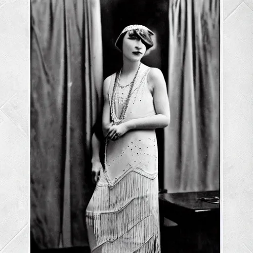 Image similar to a modern flapper in an old fashioned gown. photographed by arthur kales, 1 9 2 3