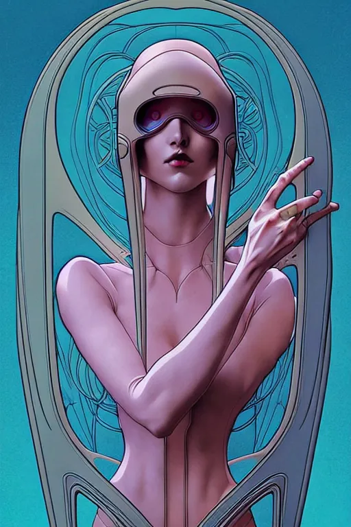 Prompt: 👽☁, art nouveau, artstation, moebius + artgerm, hd,