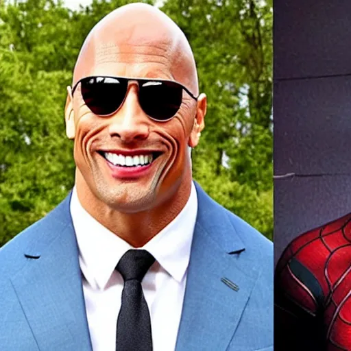 Image similar to dwayne johnson as spiderman