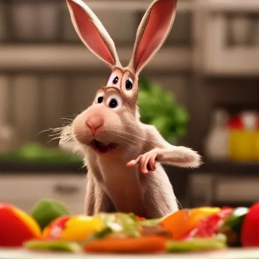 Image similar to a rabbit in the movie ratatouille, in the style of pixar