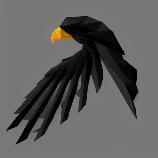 Image similar to 2 dimensional, vector, low poly, eagle icon, black background, cgsociety, artstation