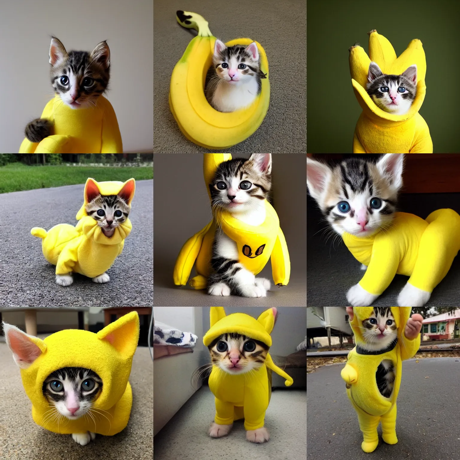 Prompt: kitten in banana costume