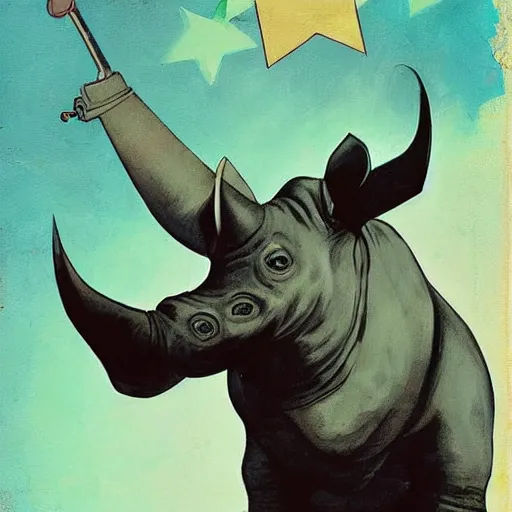 Prompt: soviet superhero rhino Repin, Ilya