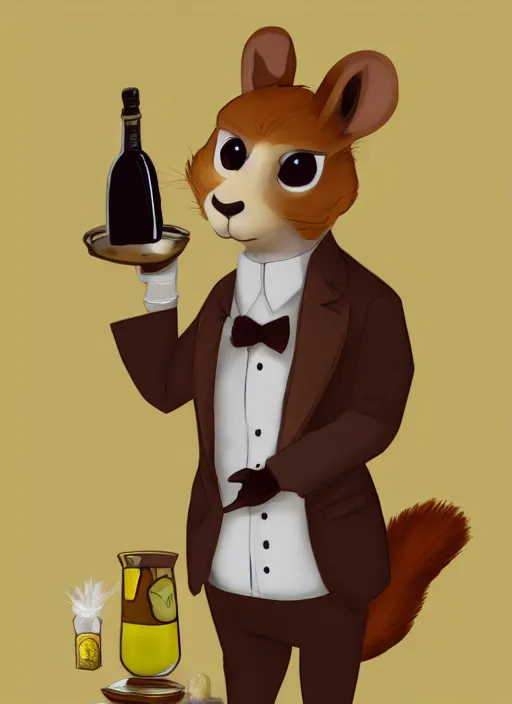 Prompt: a squirrel anthro as a dapper bartender 🐿🍸🍋, furaffinity, trending on artstation