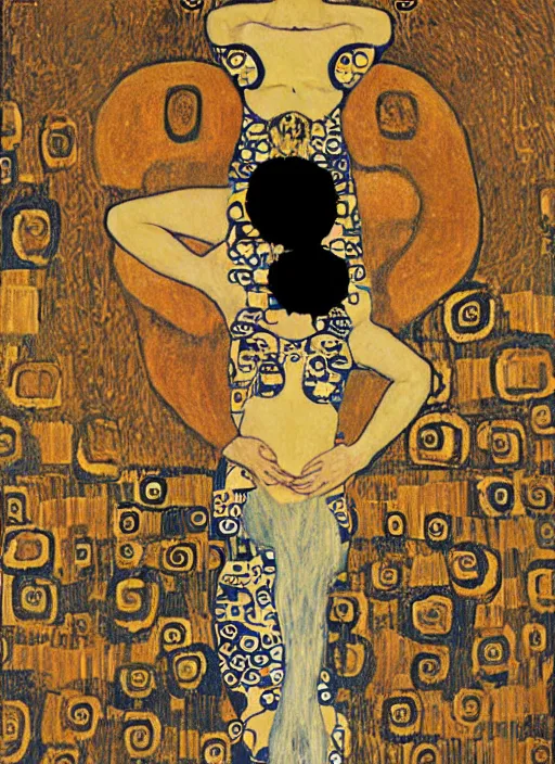 Image similar to strength tarot card in the style of gustav klimt