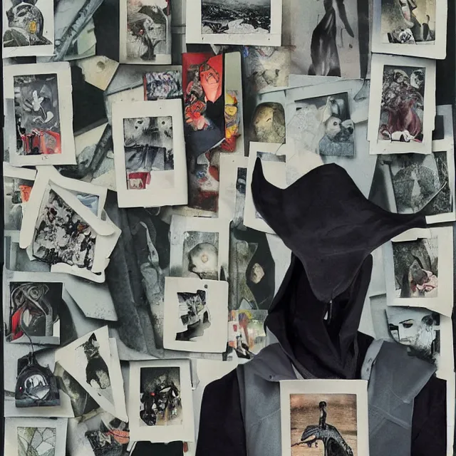 Prompt: polaroids of grim reaper, surrealistic collage art