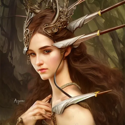 Prompt: a photograpic of elven archers, cute, fantasy, intricate, elegant, centered, wide lens, highly detailed, digital painting, artstation, long shot, photographic, half-body portrait, concept art, smooth, sharp focus, illustration, art by artgerm and H R Giger and alphonse mucha