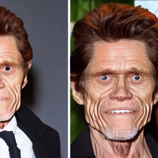 Prompt: willem dafoe turning into a blobfish