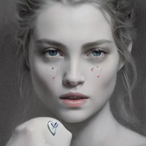 Prompt: epic masterpiece of cinematographic hyperrealism where a beautiful love heart appears, the background of the image is white. realistic shaded lighting poster by craig mallismo, artgerm, jeremy lipkin and michael garmash, unreal engine, radiant light, detailed and intricate environment, digital art, art station trends