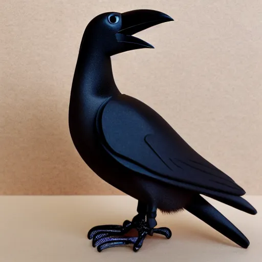 Image similar to a cute toy raven bird, product shot