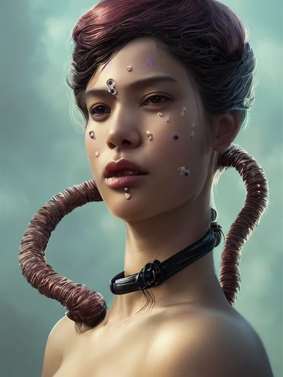 Image similar to beautiful portrait of a Subtropics minority female wearing fantastic costume,ivoy skin,long pigtail,intricate, elegant, highly detailed, dim volumetric lighting, 8k,octane,post-processing,digital painting, trending on artstation, concept art, smooth, sharp focus, illustration,by Tom Bagshaw and Daniel Gerhartz and Albert Aublet and Lawrence Alma-Tadema and alphonse mucha