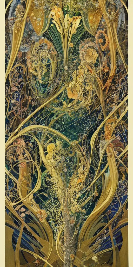 Prompt: a beautiful art nouveau abstract composition painted by ralph balson and ernst haeckel, trending on artstation
