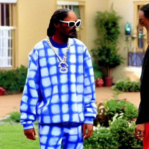 Prompt: a tv still of Snoop Dogg starring as Carlton in The Fresh Prince of Bel-Air (1990)