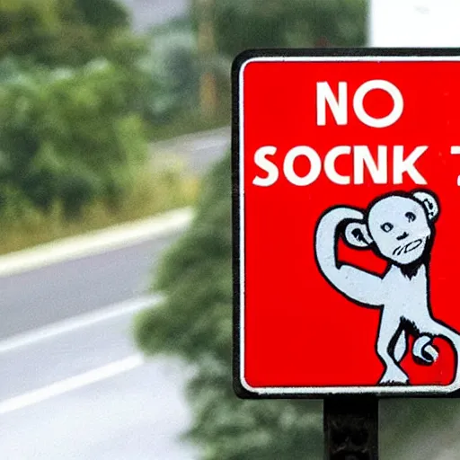 Prompt: no monkeys allowed traffic signal