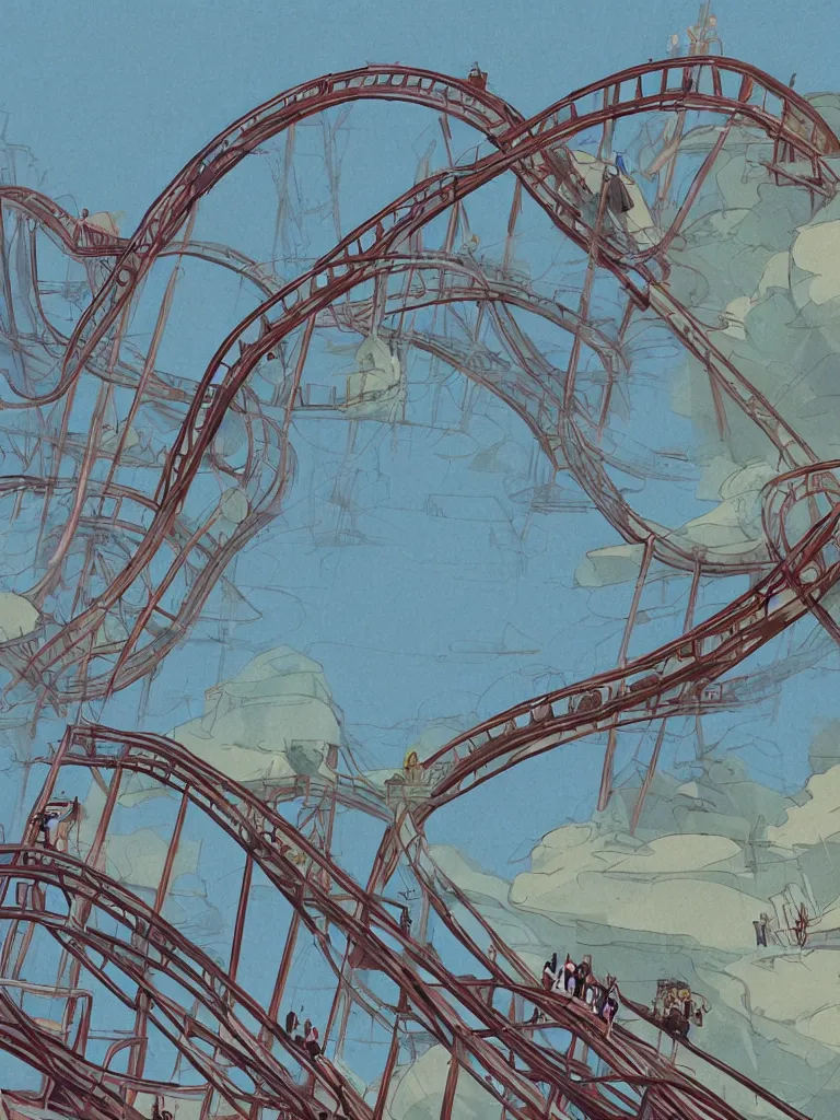 Image similar to roller coaster by disney concept artists, blunt borders, rule of thirds