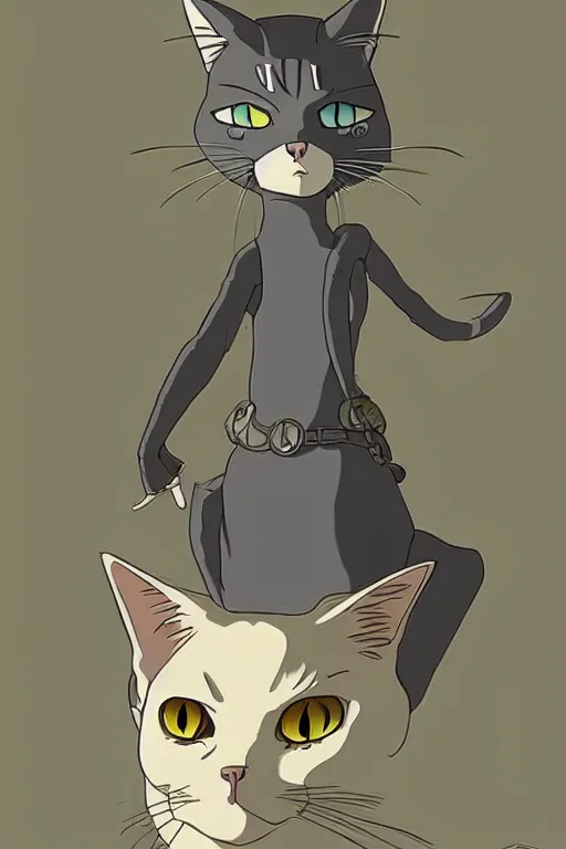 Prompt: badass cat character by ghibli studio