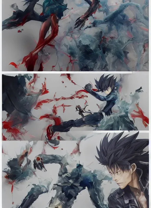 Image similar to surreal gouache gesture painting, by yoshitaka amano, by ruan jia, by Conrad roset, by Koki Yamaguchi Yusuke Tokitsu, detailed anime 3d render of a gesture draw pose for Vash from the anime Trigun, portrait, cgsociety, artstation, rococo mechanical, Digital reality, sf5 ink style, dieselpunk atmosphere, gesture drawn