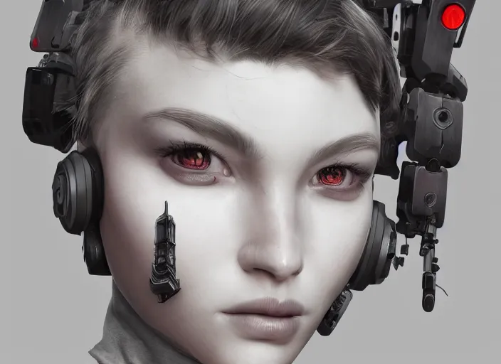 Image similar to portrait of a mecha girl with human tattoos, intricate, octane render, ultrafine detailed, character design, trending on artstation