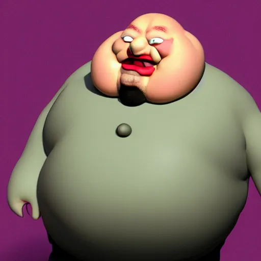 Image similar to claymation distorted fat man