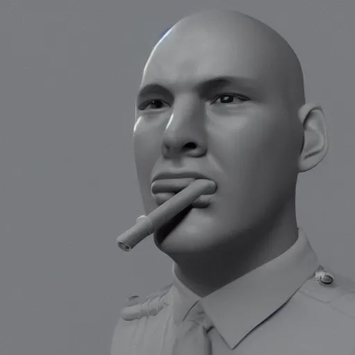 Prompt: policeman smoking joint, octane render, V-Ray, 8k, trending on ArtStation,