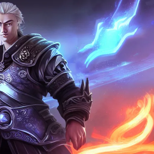 Image similar to portrait asian geert wilders as a spellcaster, league of legends amazing splashscreen artwork, gears of war, propaganda, sovjet, splash art, natural light, elegant, photorealistic facial features, intricate, fantasy, detailed face, atmospheric lighting, anamorphic lens flare, cinematic lighting, league of legends splash art, hd wallpaper, ultra high details by greg rutkowski