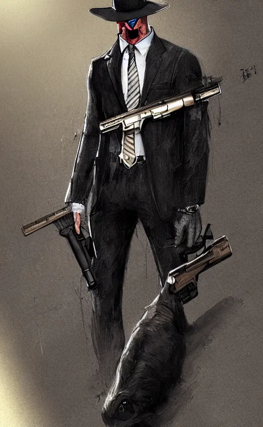 Image similar to a jackrabbit as a hitman, suit and tie, with silenced gun, dynamic lighting, fantasy concept art, trending on art station, stunning visuals, creative, cinematic, ultra detailed