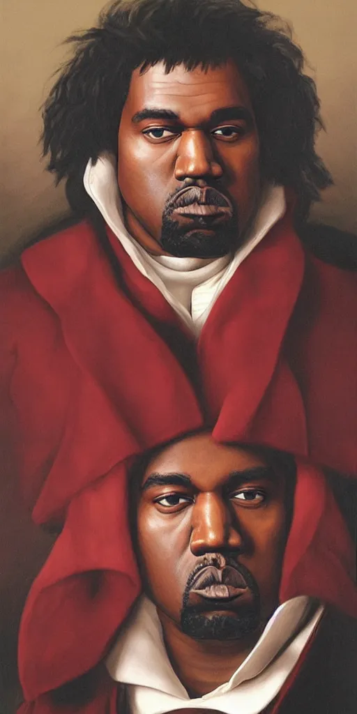 Image similar to kanye west as beethoven, photo realism