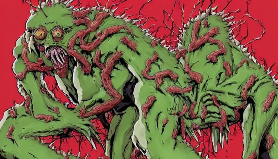 Prompt: a extremely gross disgusting and scary vile monster from neon genesis evangelion The Thing, Spawn, Horror necromorph by Cronenberg and greg nicotero special effects