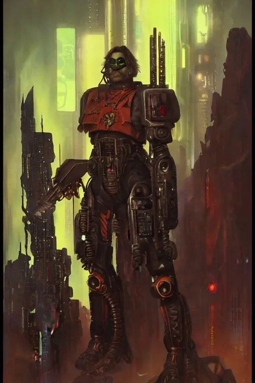 Image similar to cyberpunk warhammer 4 0 k steve buscemi, character design, painting by gaston bussiere, katsuya terada, frank frazetta, tom of finland, trending on artstation