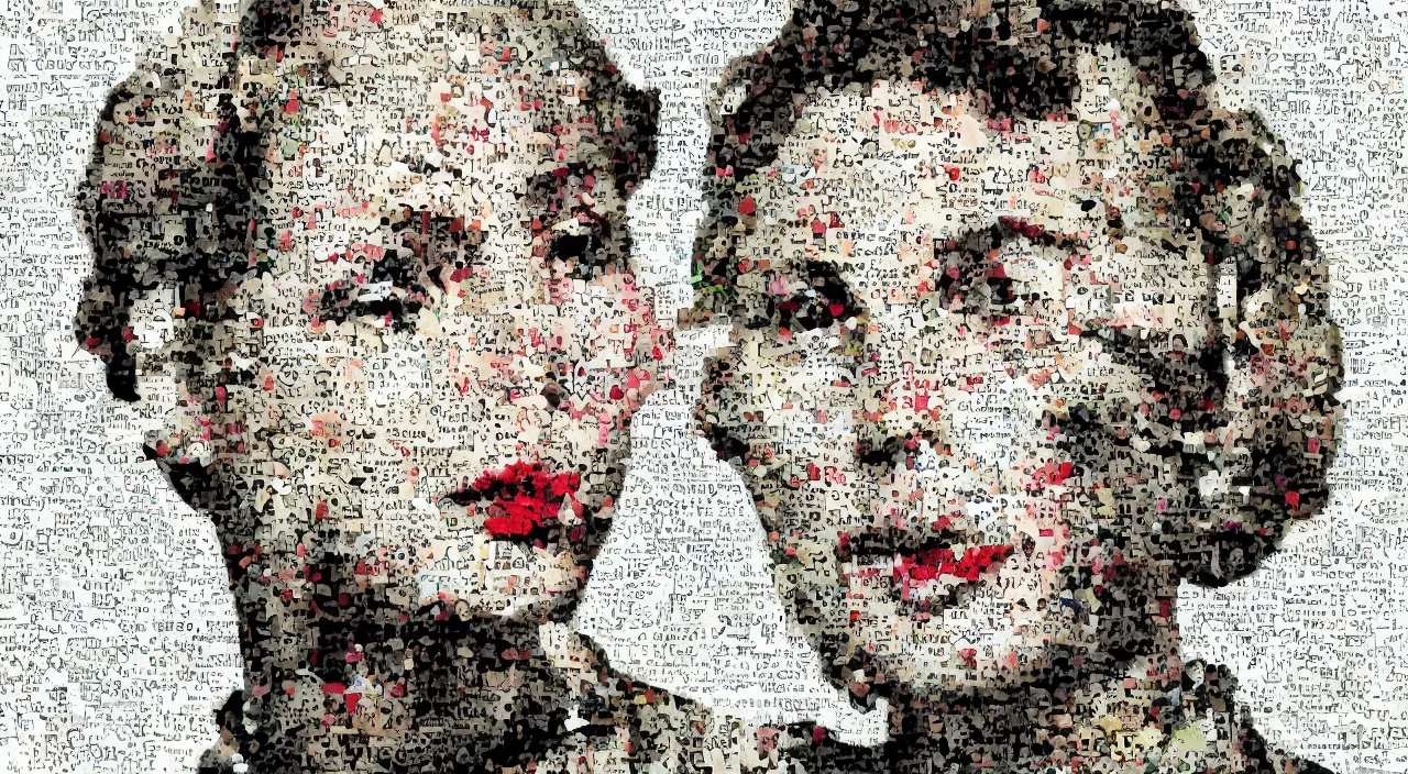 Prompt: portrait of someone made up of images cut out from a magazine, texture,