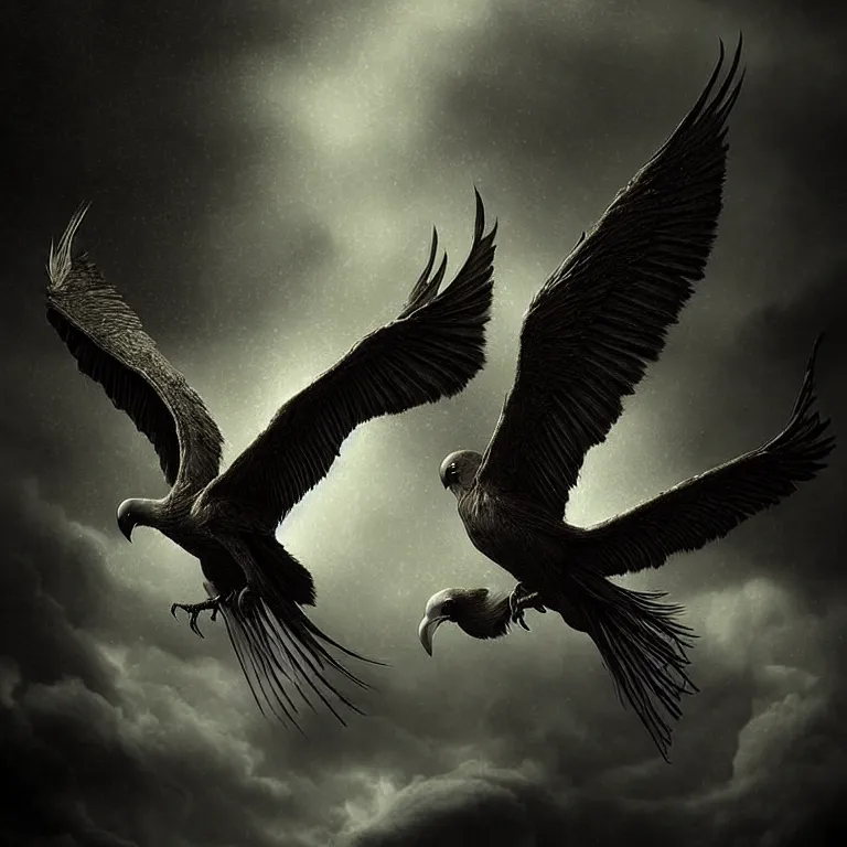 Prompt: epic professional digital art of winged smooth bodied avians, moody atmospheric lighting, painted, intricate, detailed, foreboding, by leesha hannigan, wayne haag, reyna rochin, ignacio fernandez rios, mark ryden, iris van herpen,, epic, stunning, gorgeous, much wow, cinematic, masterpiece.