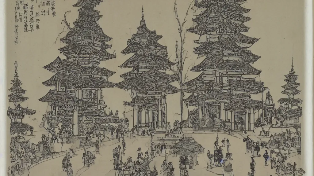 Image similar to figurativism euphemistic plate of pagoda