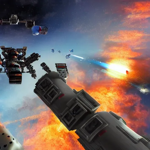 Image similar to combat robots fighting on a space station