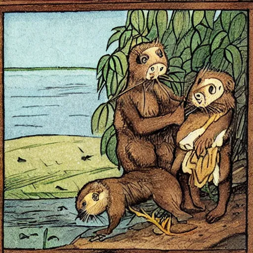 Image similar to illustration of the Aesop fable, The Mink and the Otter