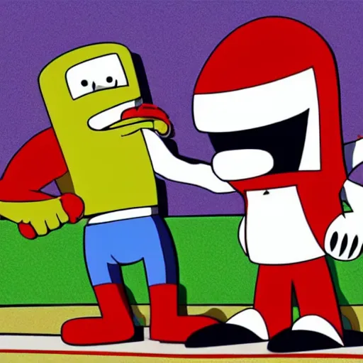 Prompt: homestar runner and strong bad