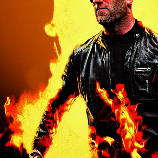 Image similar to Jason Statham as ghost rider 4K detail Digital art