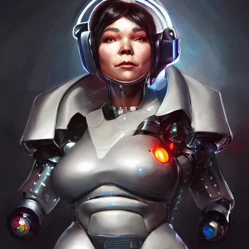 Image similar to cyborg bjork, portrait, highly detailed, digital painting, trending on artstation, concept art, sharp focus, illustration, art by artgerm and greg rutkowski and magali villeneuv