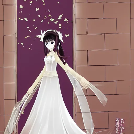 Image similar to orihime wearing wedding dress by kawacy