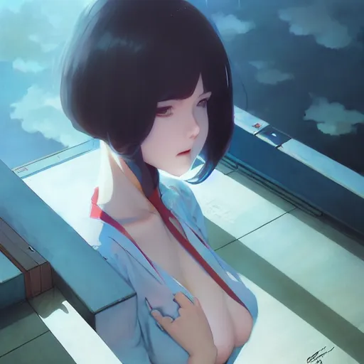 Prompt: end of reality by wlop, ilya kuvshinov, artgerm, krenz cushart, greg rutkowski, hiroaki samura, range murata, james jean, katsuhiro otomo, erik jones