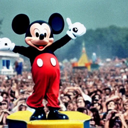 Image similar to mickey mouse performing at woodstock