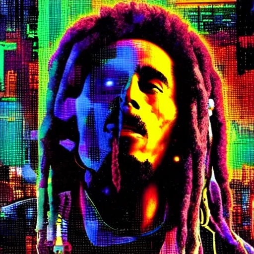 Image similar to cyberpunk bob marley