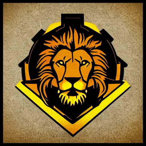 Prompt: lion icon, dieselpunk, symmetric