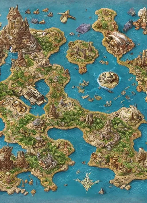 Prompt: large rpg world map _ by _ filipe _ pagliuso _ and _ justin _ gerard _ symmetric _ fantasy _ highly _ detailed _ realistic _ intricate _ port