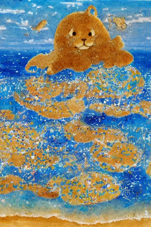 Prompt: a cookie ocean, by jerry pinkney