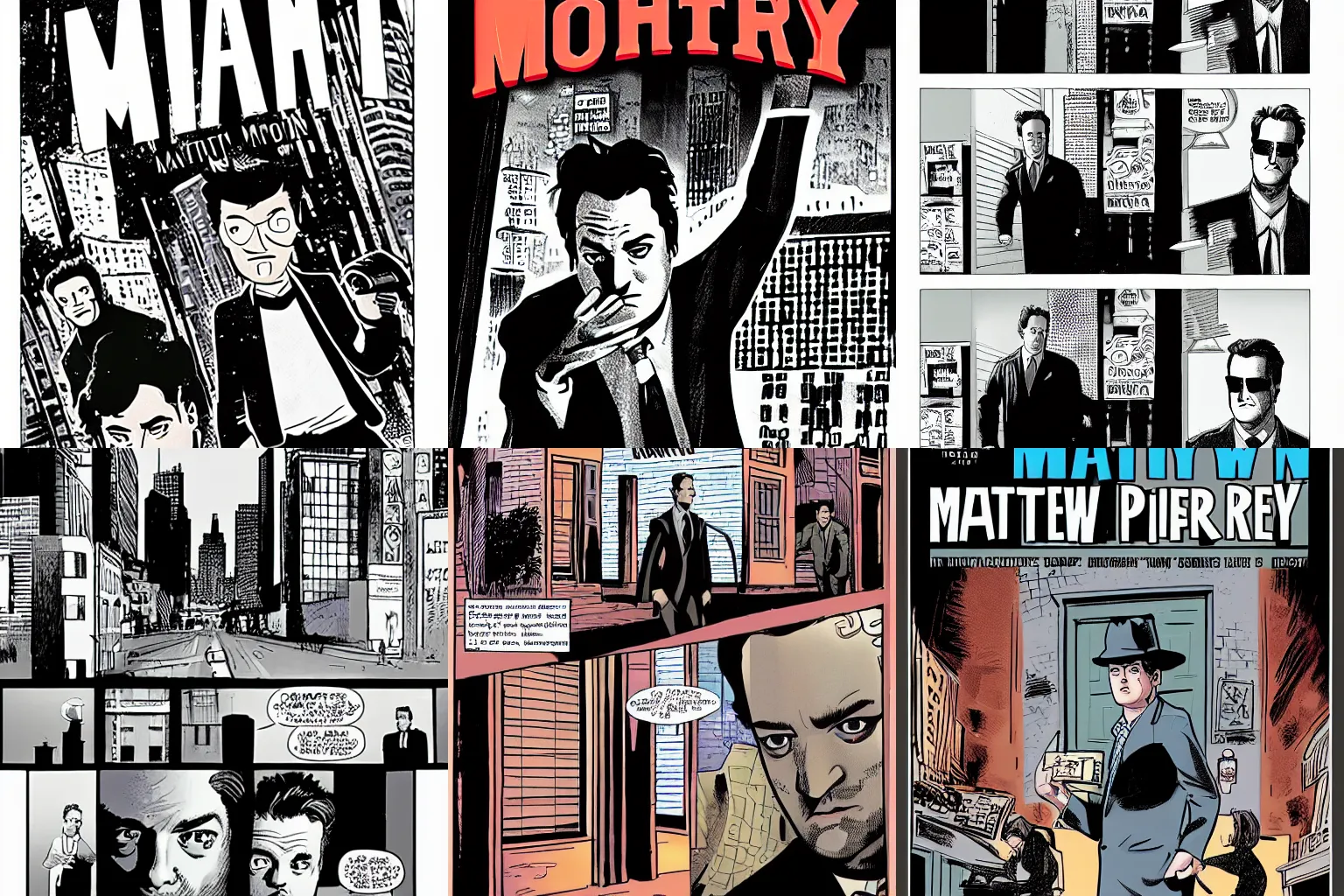 Prompt: matthew perry graphic novel, noir, gritty, manhattan