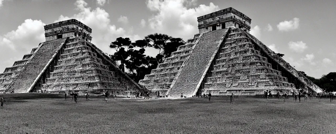 Prompt: spaghetti growing on top of chichen itza, 1 5 0 0's, fine detail, sigam 2 0 mm, in the style of galen rowell, retro,