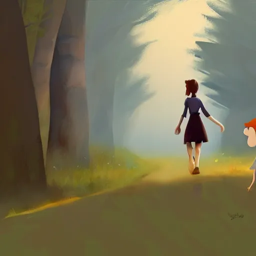 Prompt: goro fujita ilustration emma watson walking in the woods, painting by goro fujita, sharp focus, highly detailed, artstation