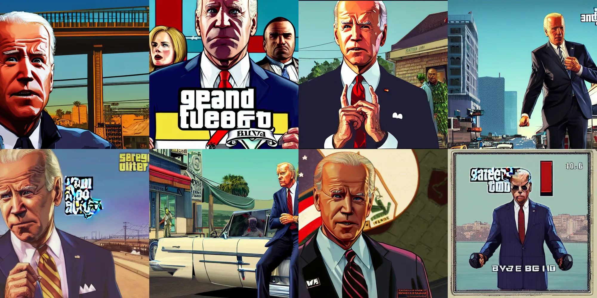 Prompt: joe biden as a 9 0 s gangster in gta v, cover art by stephen bliss, boxart, loading screen, 4 k resolution